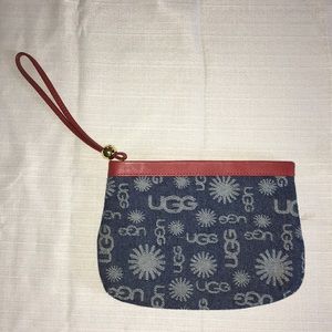 UGG Leather Trim Denim Logo Clutch Wristlet